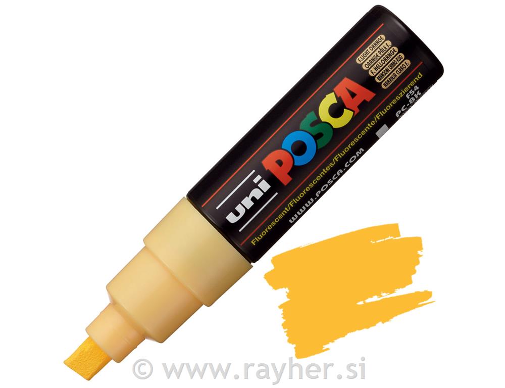 POSCA Uni flomaster; konica 8 mm prirezana; fluo svetlo oranžen